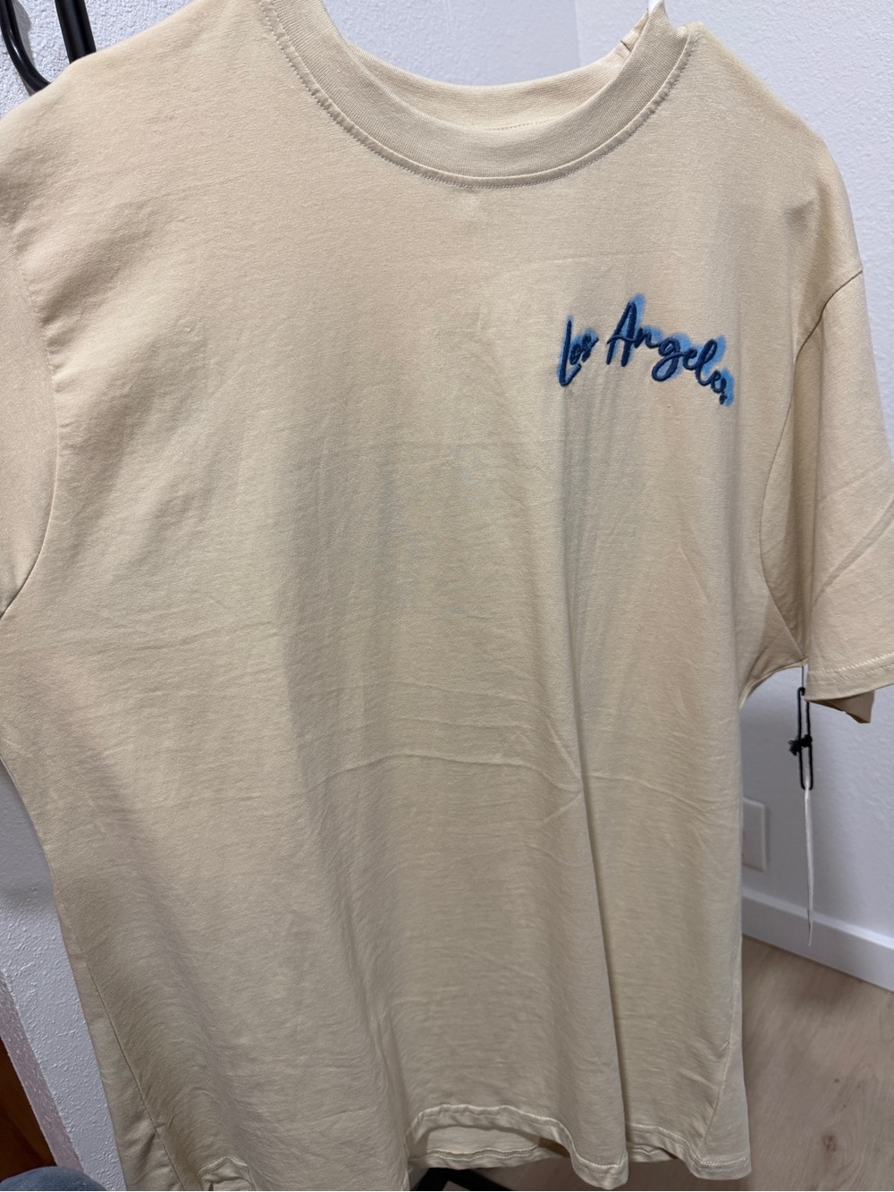 Cream 'Los Angeles' Embroidered Crewneck Tee